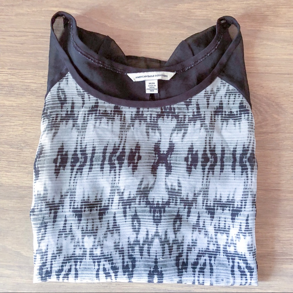 American Eagle Vintage Sheer Split Back Print Top… - image 4